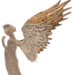 Ángel Decorativo De Metal Dorado Vintage, 28 Cm