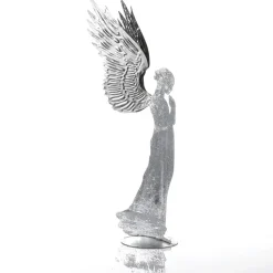 Ángel Decorativo De Metal Con Aspecto De Hoja De Plata, 54 Cm