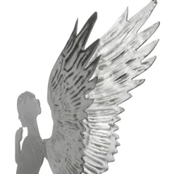 Ángel Decorativo De Metal Con Aspecto De Hoja De Plata, 54 Cm