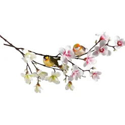 Noble Rama De Magnolia Artificial, Blanco Verde, 100 Cm