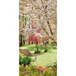 Pancarta De Tela Ignífuga "Árbol En Flor En El Parque" De Tela De Bandera 100 X 200 Cm