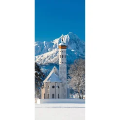 Pancarta De Tela Ignífuga "Iglesia De Invierno" De Tela De Bandera 75 X 180 Cm