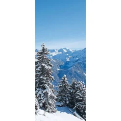 Pancarta De Tela Ignífuga "Montañas Cubiertas De Nieve" De Tela De Bandera 75 X 180 Cm