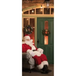 Pancarta De Tela Ignífuga "Papá Noel En Un Sillón" De Tela De Bandera 75 X 180 Cm