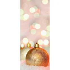 Pancarta De Tela Ignífuga "Bolas De Navidad De Purpurina Dorada" Tela De Bandera 75 X 180 Cm