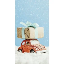 Pancarta De Tela Ignífuga "Coche VW Escarabajo Con Regalo" De Tela De Bandera 100 X 200 Cm