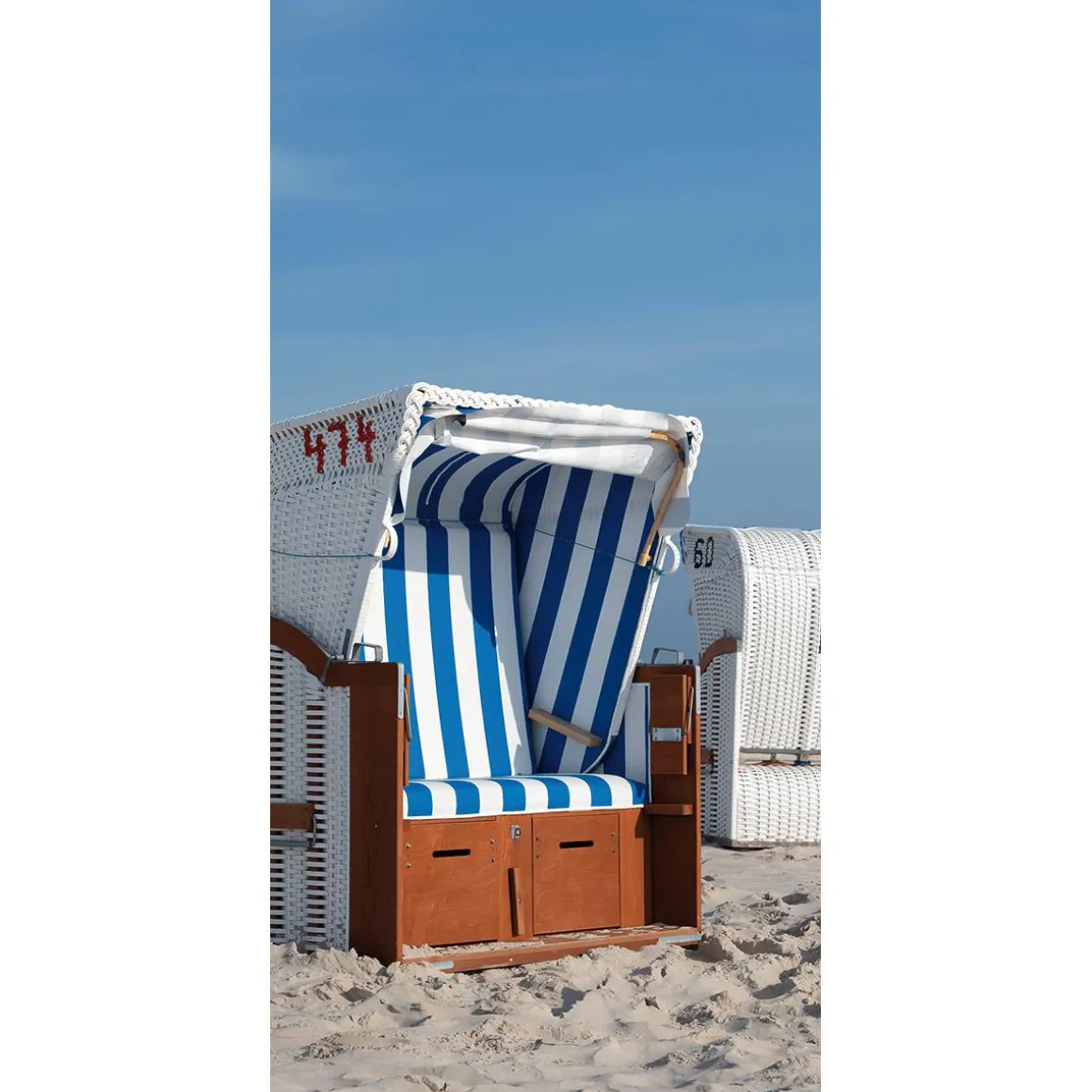 Pancarta De Tela Ignífuga "silla De Playa Blanca" De Tela De Bandera 100 X 200 Cm