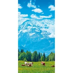 Pancarta De Tela Ignífuga "Vacas En El Pasto Frente A Bergen" De Tela De Bandera 100 X 200 Cm