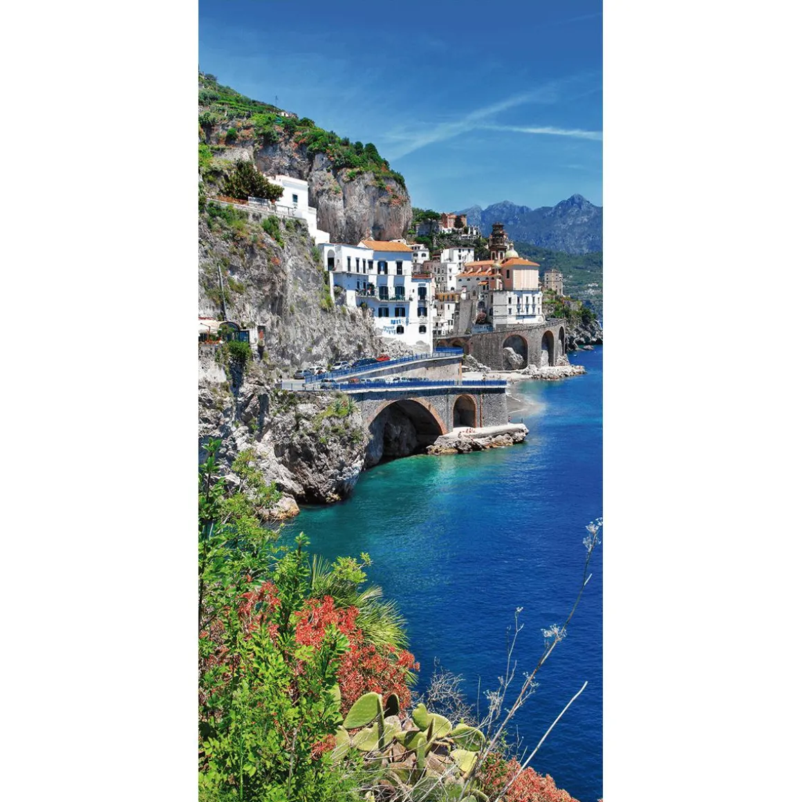 Pancarta De Tela Ignífuga "Costa De Amalfi En El Mediterráneo Italiano" De Tela De Bandera 100 X 200 Cm