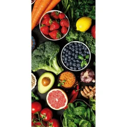 Pancarta De Tela Ignífuga "Frutas Y Verduras" De Tela De Bandera 100 X 200 Cm