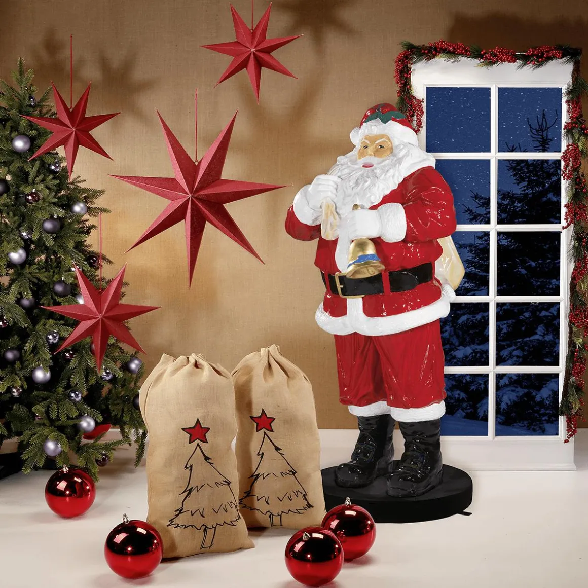 Papá Noel De Fibra De Vidrio 180 Cm