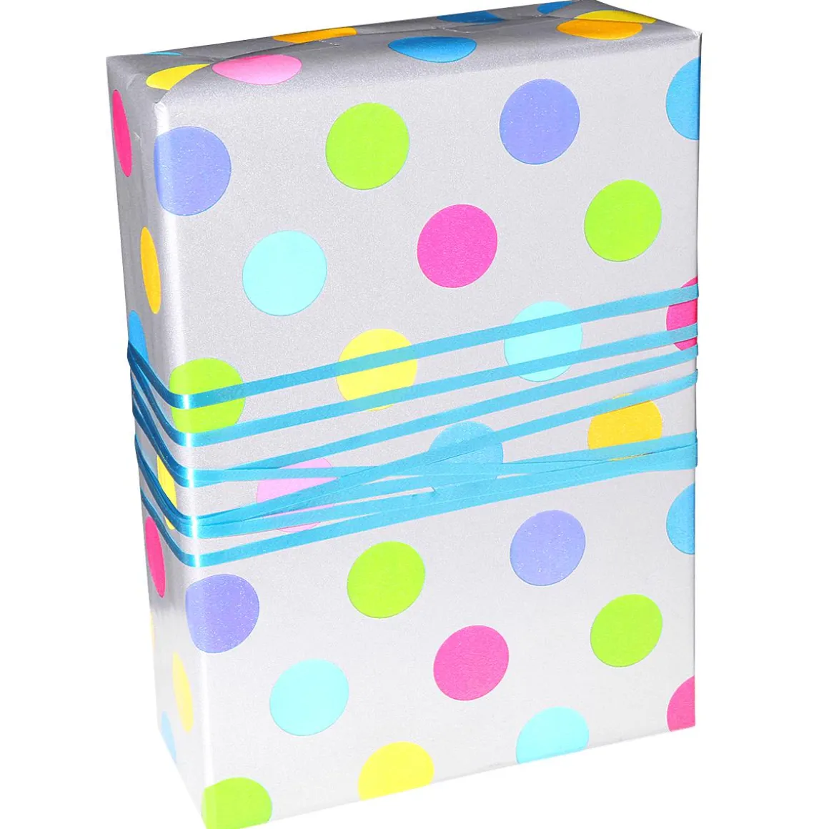 Papel De Envolver Sostenible, Plateado Y Con Puntos De Colores - Bobina De Papel De Envolver De 50 M