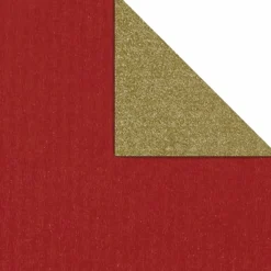 Papel De Regalo Bicolor 50 Cm, 100 M, Rojo Oro