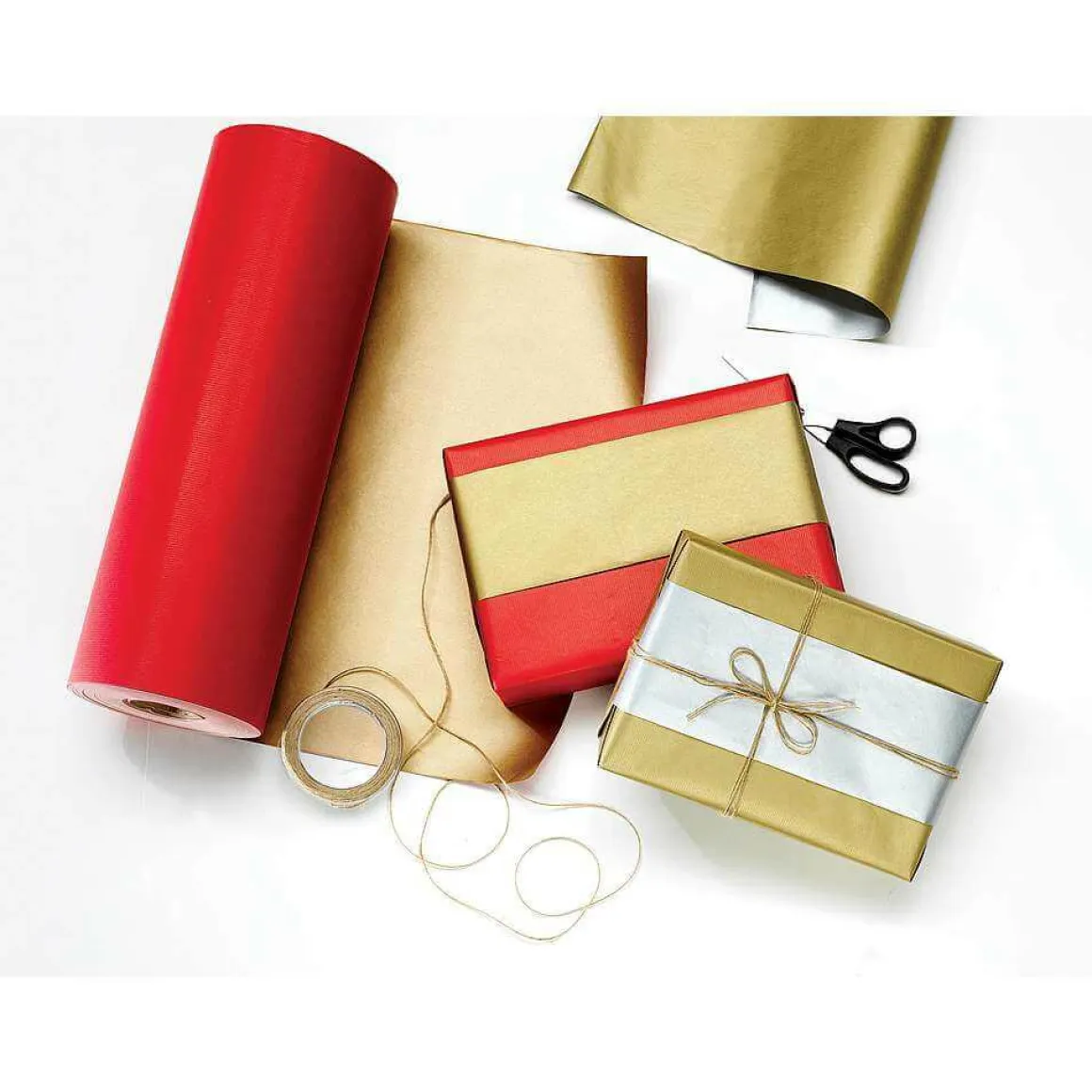Papel De Regalo Bicolor 70 Cm, 250 M, Rojo/oro