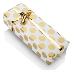 Papel De Regalo Blanco Sostenible Con Puntos Dorados - Bobina De Papel De Regalo De 50 M