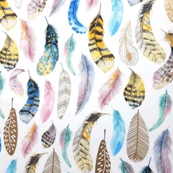 Papel De Regalo Blanco Sostenible Con Plumas De Colores - Rollo De Papel De Regalo De 50 M