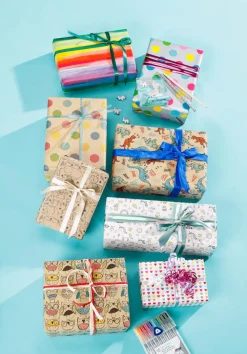 Papel De Regalo Blanco Sostenible Con Corazones De Colores - Rollo De Papel De Regalo De 50 M