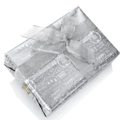 Papel De Regalo De Doble Cara Dorado Y Plateado Con Símbolos Navideños - Rollo De Papel De Regalo De 50 M