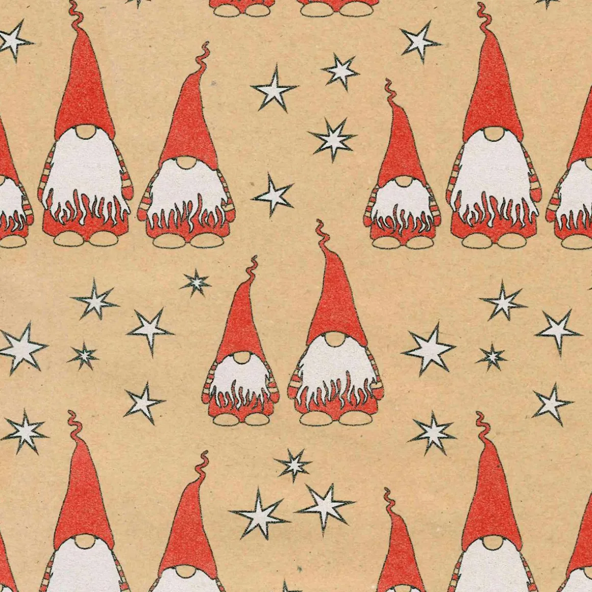 Papel Kraft Reciclado Con Amigo Invisible Rojo Y Estrellas Blancas - Bobina De Papel De Regalo De 50 M