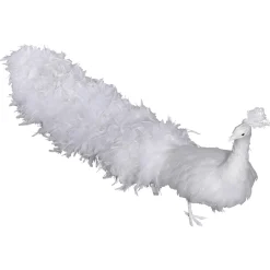 Pavo Real Blanco Decorativo, Longitud: 150 Cm