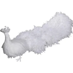 Pavo Real Blanco Decorativo, Longitud: 150 Cm