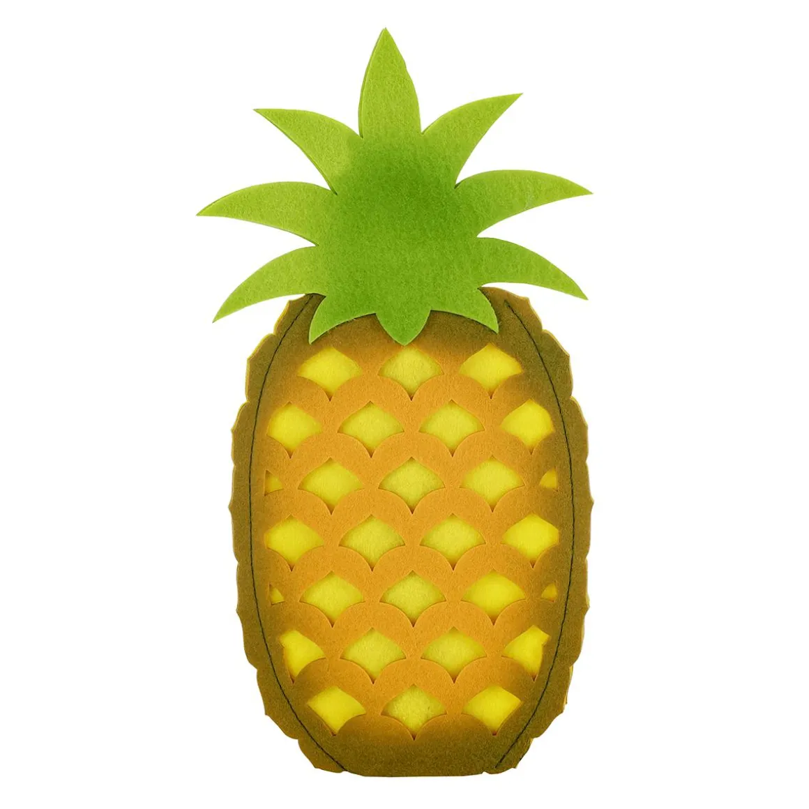 Piña Decorativa De Fieltro Sobre Base De Madera 35 Cm