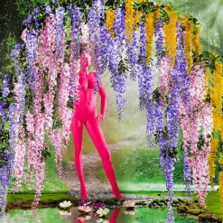 Rama Artificial Wisteria Laburnum, 140 Cm, Violeta