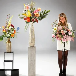 Ramo De Flores Artificiales Mixtas Naranja Azul Blanco 104 Cm
