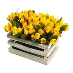 Ramo De Tulipanes Artificial Amarillo, 30 Cm