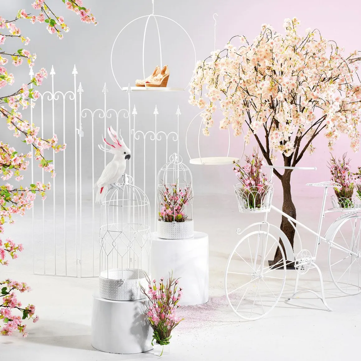 Árbol De Flores De Cerezo Artificial Blanco, 150 Cm