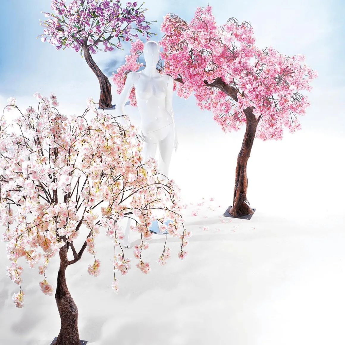 Árbol De Flores De Cerezo Artificial Blanco, 150 Cm