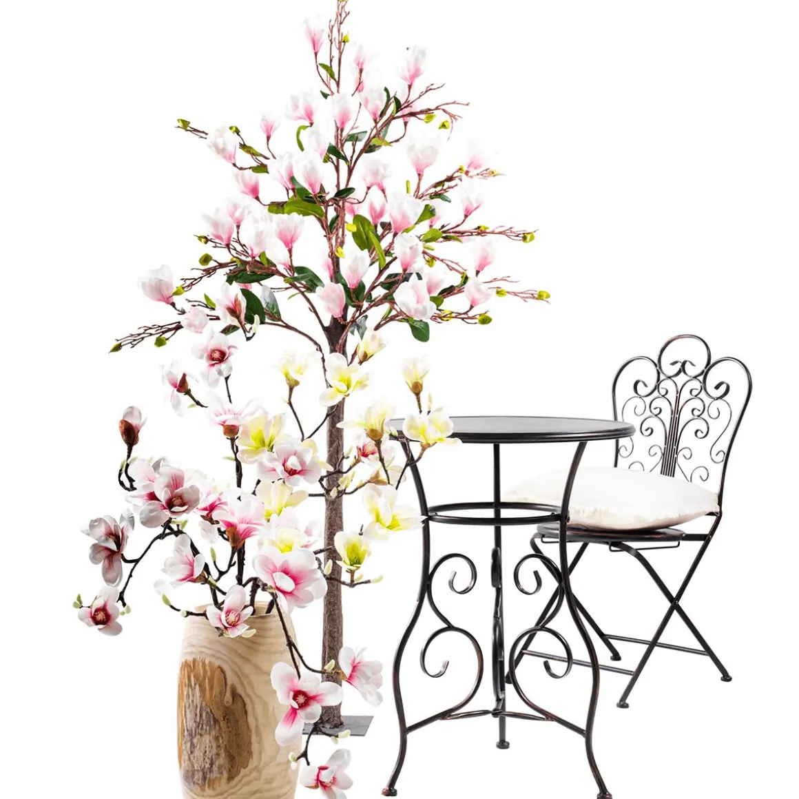 Árbol De Flores De Magnolia Artificial, 180 Cm