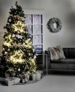 Árbol De Navidad Artificial Abeto Plateado Con LED 210 Cm