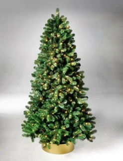 Árbol De Navidad Artificial Abeto Plateado Con LED 210 Cm