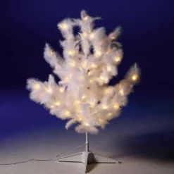 Árbol Decorativo Con Plumas, LED Cálido, 90 Cm