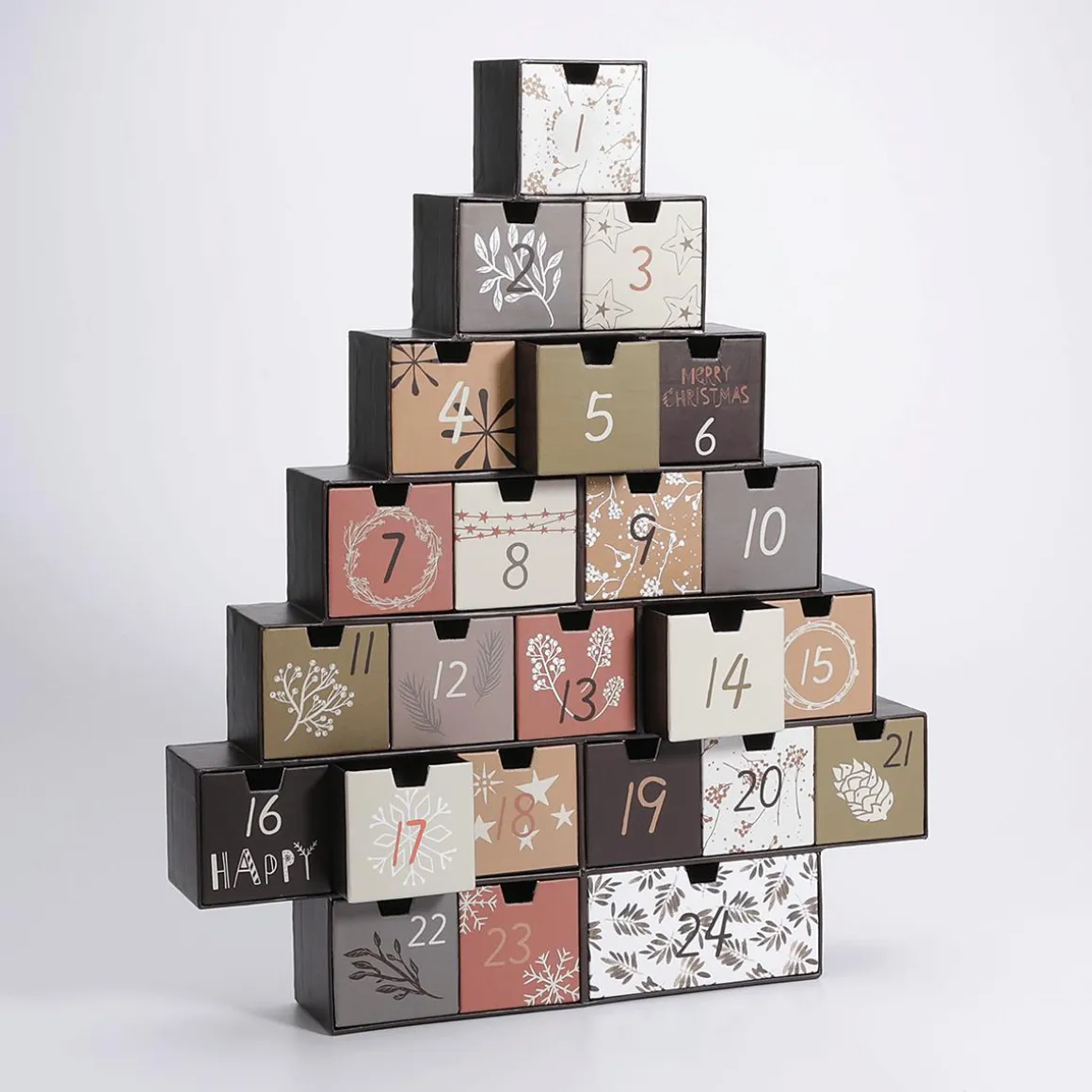 Árbol Del Calendario De Adviento 6 X 37 X 44 Cm Madera Y Papel