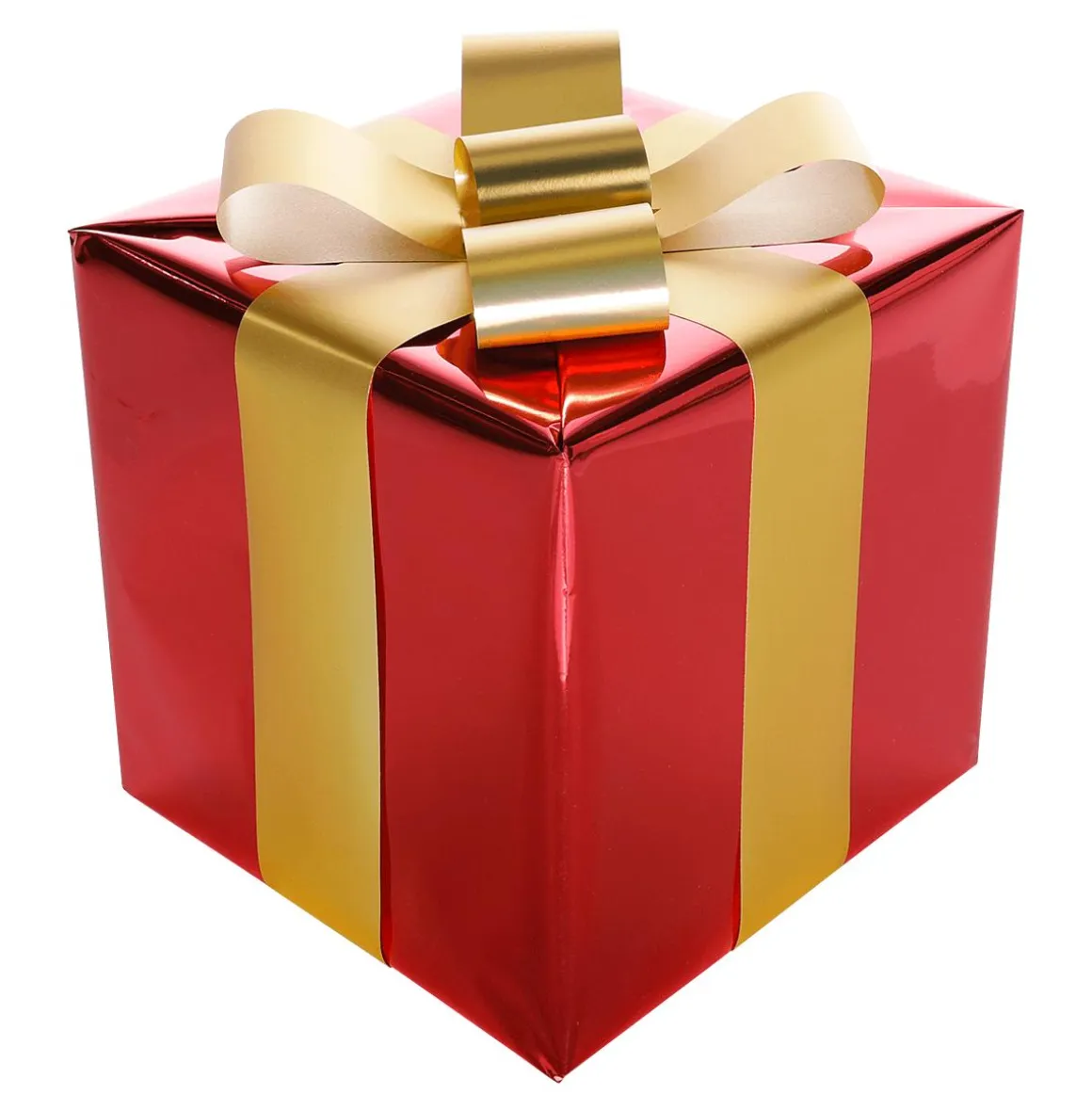 Regalo De Navidad 20 Cm Rojo Con Lazo Dorado