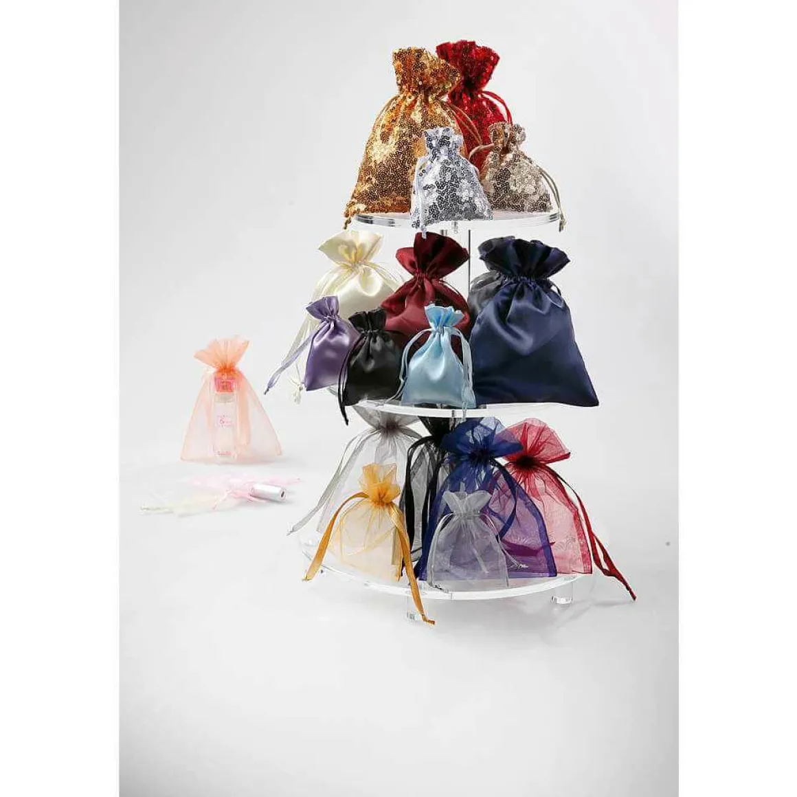 Saquitos De Organza 10 Cm, 50 Piezas, Plata