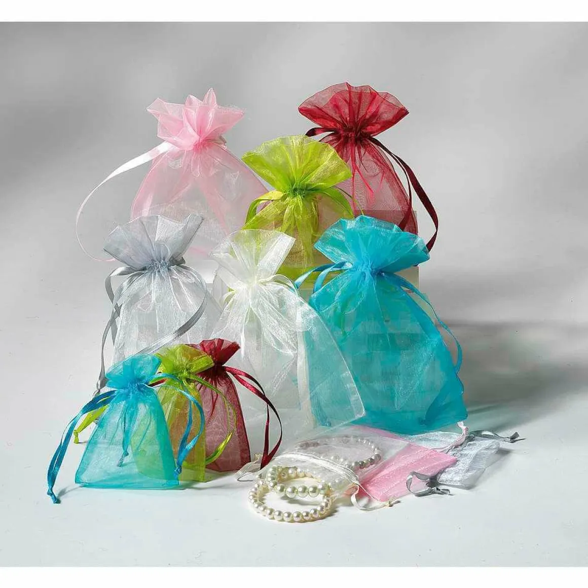 Saquitos De Organza 18 Cm, 50 Piezas, Plata