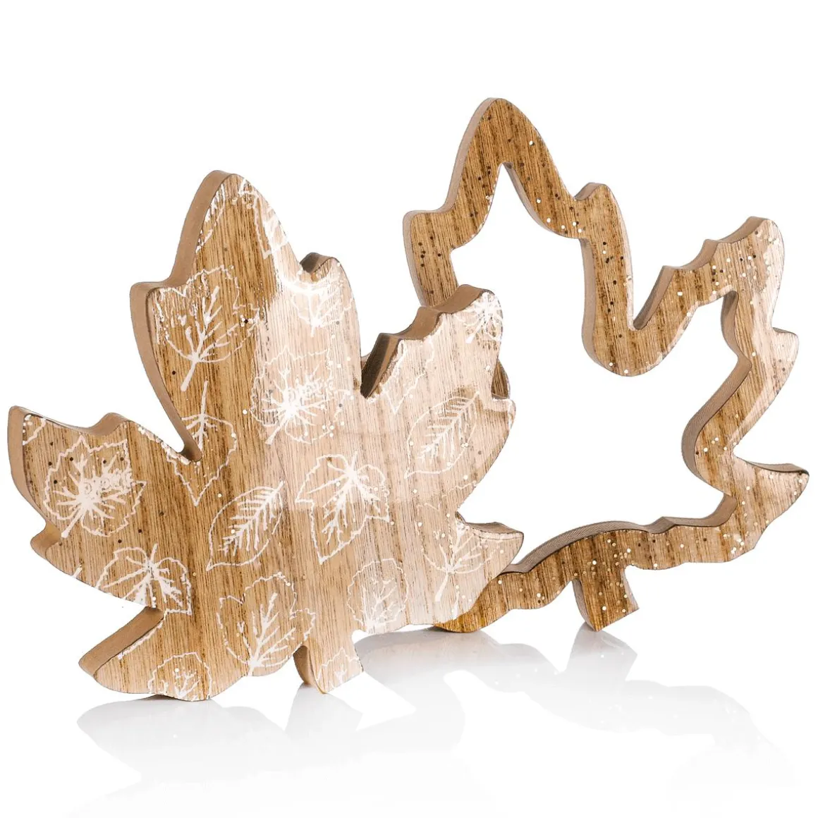 Set De 2 Hojas De Arce De Madera Decorativas De Color Marrón