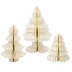 Set De Abetos De Papel Nido De Abeja De Lujo 3 Piezas Blanco