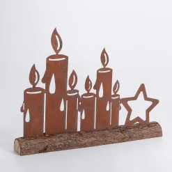 Silueta De Velas Encendidas Con Pátina De óxido 31 Cm Marrón