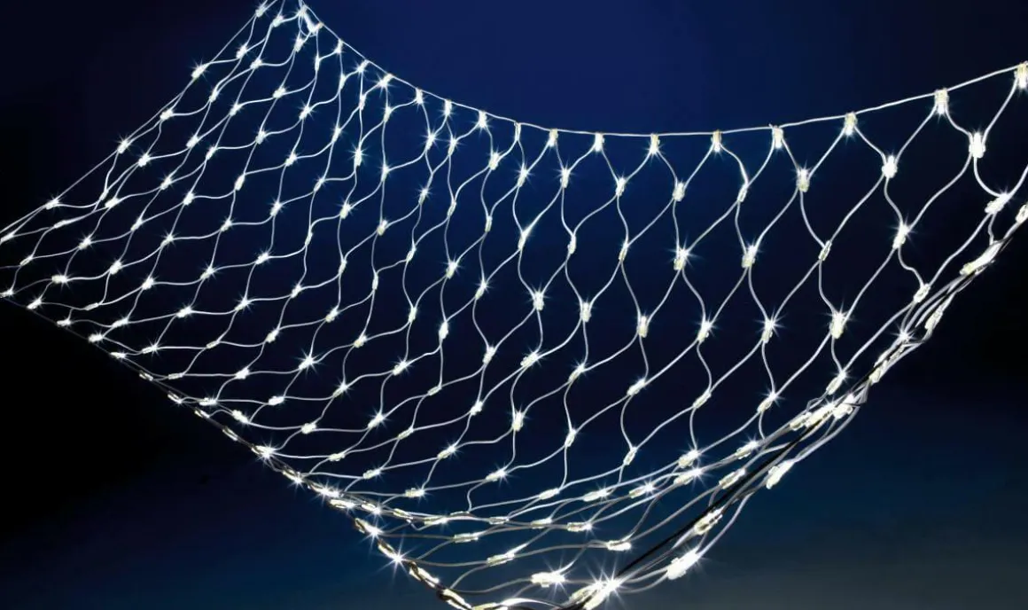 Sistema De Red De Luces Para Exteriores, Luz LED Blanca, Cable Blanco, 250 X 120 Cm