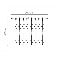 Sistema Profesional De Cortina De Luz LED IP67, 300 Cm Sin Cable De Alimentación, Negro