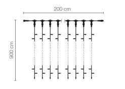 Sistema Profesional De Cortina De Luz LED IP67, 900 Cm Sin Cable De Alimentación, Negro