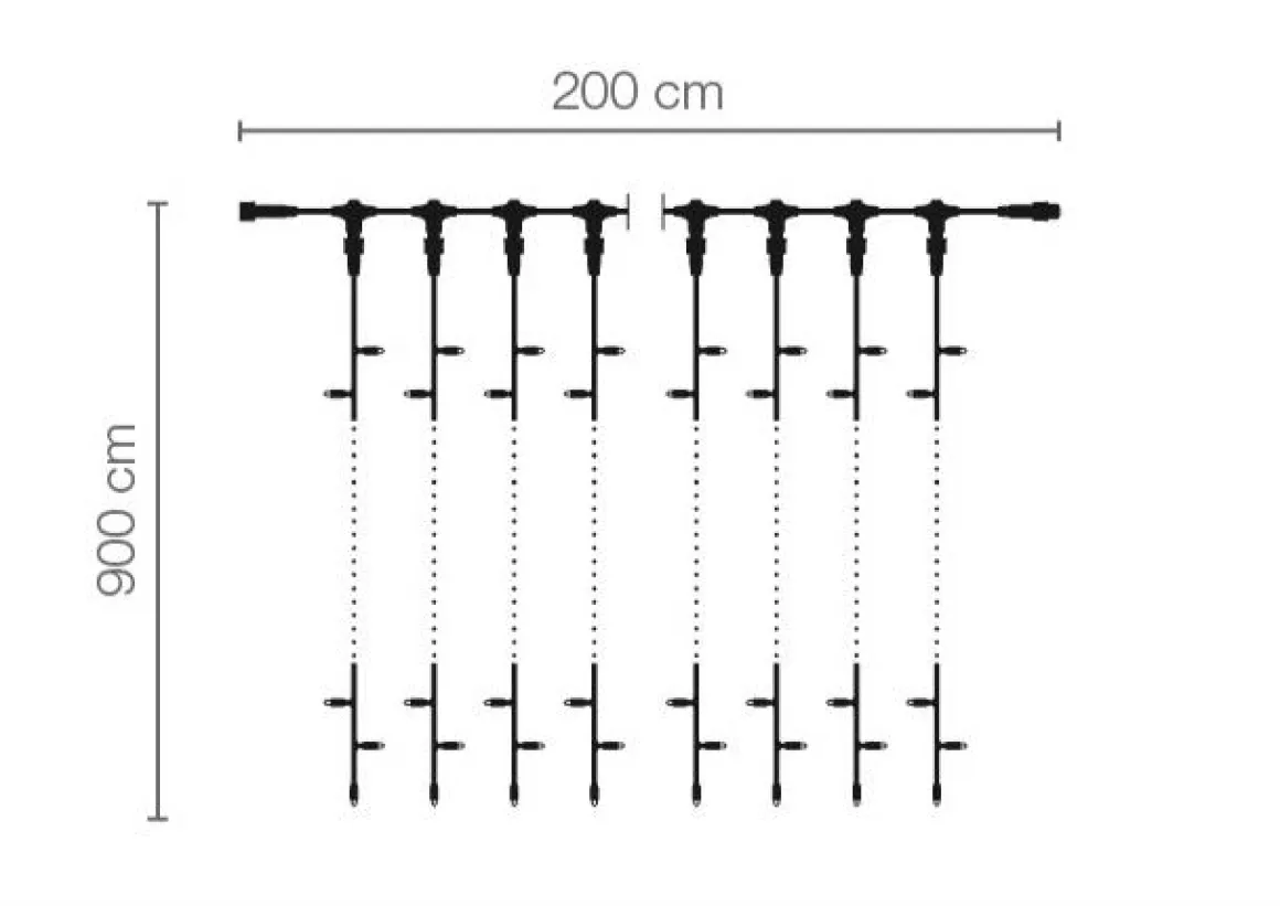 Sistema Profesional De Cortina De Luz LED IP67, 900 Cm Sin Cable De Alimentación, Negro