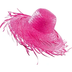 Sombrero De Paja Decorativo, Color Fucsia