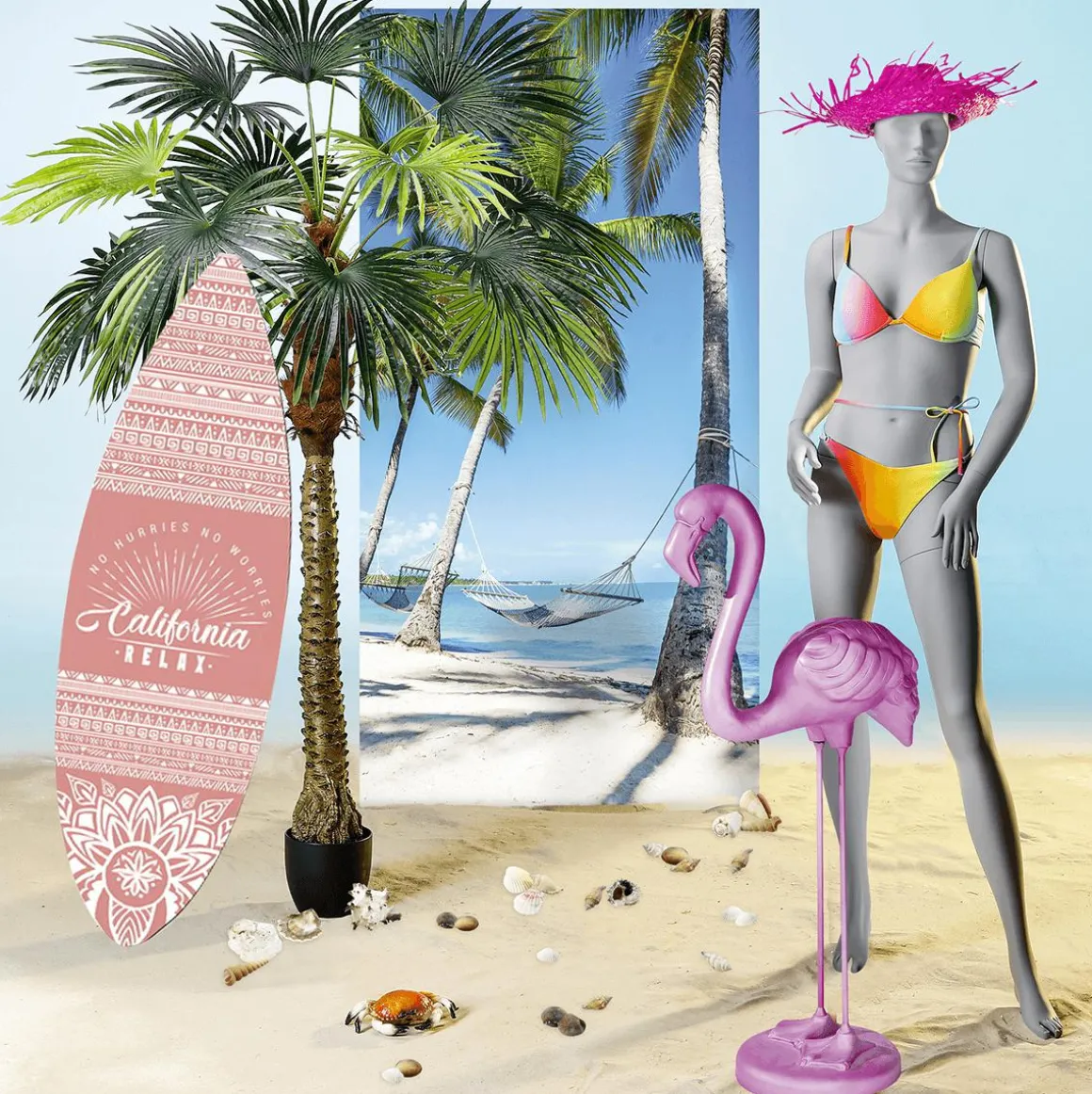 Sombrero De Paja Decorativo, Color Fucsia