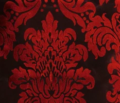 Tafetán Con Flocado De Terciopelo, Anchura: 145 Cm, Color Rojo