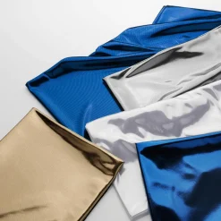 Tela Brillante Jersey De Papel De Aluminio Azul, Anchura: 106 Cm